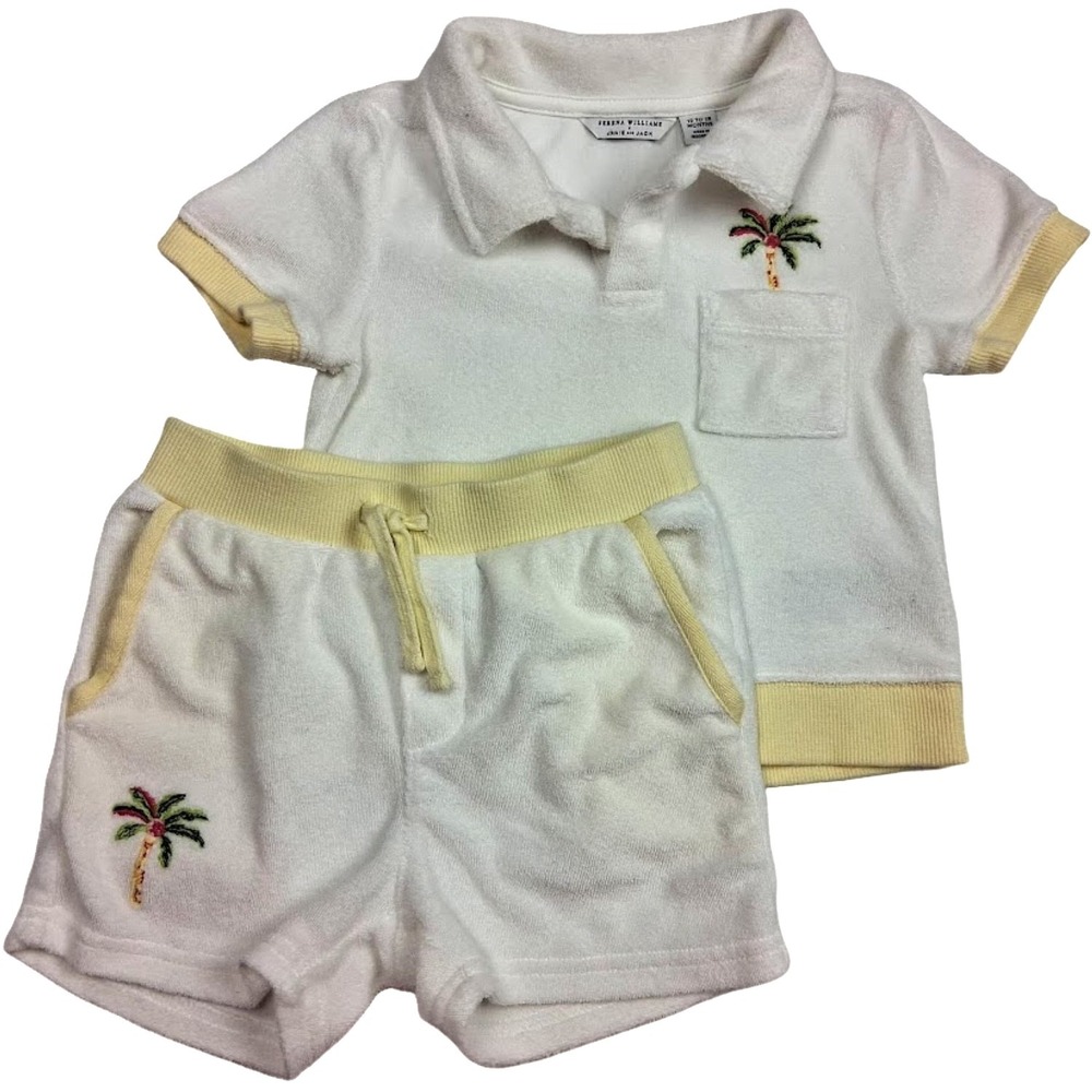 Serena‎ Williams Janie & Jack Boys 12 18 Mos Palm Tree Terry 2pc Shorts Outfit